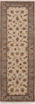 Indian Jaipur White Runner 6 to 9 ft Wool Carpet 145955