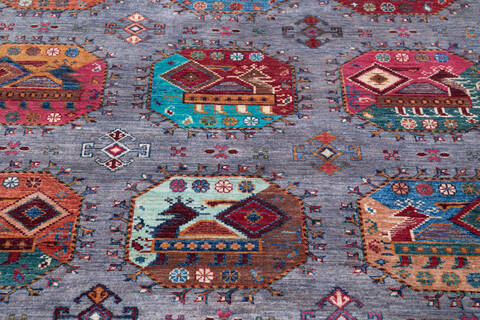 Chobi Grey Hand Knotted 53 X 61 Area Rug 700-145961 Image 3