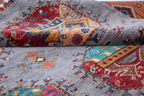 Chobi Grey Hand Knotted 53 X 61 Area Rug 700-145961 Image 5