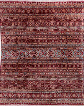 Chobi Red Hand Knotted 8'0" X 9'11"  Area Rug 700-145973