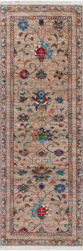 Afghan Chobi Beige Runner 6 to 9 ft Wool Carpet 145977