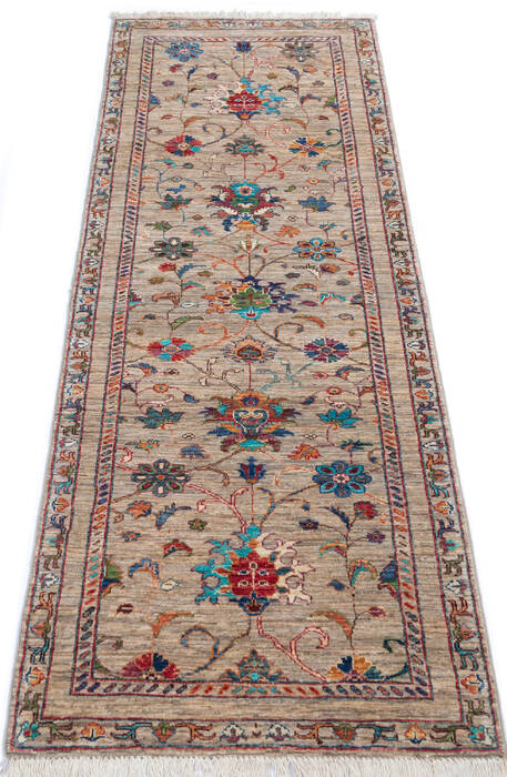 Chobi Beige Runner Hand Knotted 29 X 82 Area Rug 700-145978 Image 1
