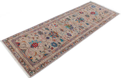 Chobi Beige Runner Hand Knotted 29 X 82 Area Rug 700-145978 Image 2