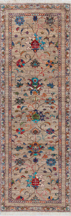 Chobi Beige Runner Hand Knotted 29 X 82 Area Rug 700-145978 Image 0