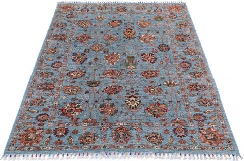 Chobi Blue Hand Knotted 59 X 75 Area Rug 700-145995 Image 1