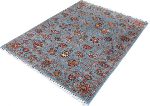 Chobi Blue Hand Knotted 59 X 75 Area Rug 700-145995 Image 2