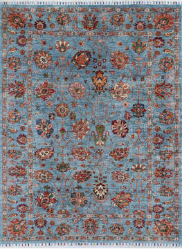 Afghan Chobi Blue Rectangle 5x8 ft Wool Carpet 145995