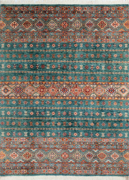 Chobi Green Hand Knotted 61 X 80 Area Rug 700-145996 Image 0