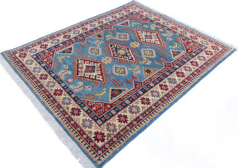 Kazak Blue Hand Knotted 50 X 62 Area Rug 700-146003 Image 2