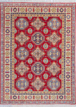 Kazak Red Hand Knotted 5'0" X 6'9"  Area Rug 700-146006
