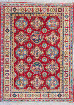 Kazak Red Hand Knotted 5'0" X 6'9"  Area Rug 700-146006