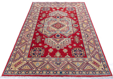 Kazak Red Hand Knotted 50 X 70 Area Rug 700-146008 Image 1