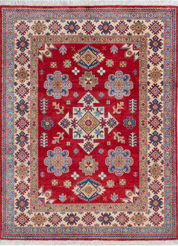 Afghan Kazak Red Rectangle 5x7 ft Wool Carpet 146009