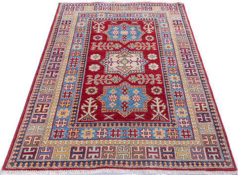 Kazak Red Hand Knotted 41 X 56 Area Rug 700-146010 Image 1