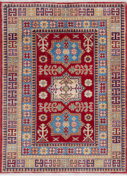 Kazak Red Hand Knotted 4'1" X 5'6"  Area Rug 700-146010