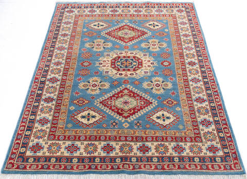 Kazak Blue Hand Knotted 51 X 70 Area Rug 700-146016 Image 1