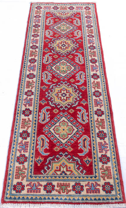 Kazak Red Runner Hand Knotted 20 X 59 Area Rug 700-146018 Image 1