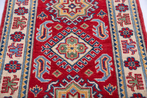 Kazak Red Runner Hand Knotted 20 X 59 Area Rug 700-146018 Image 3