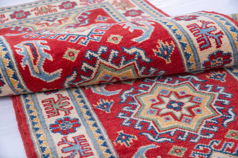 Kazak Red Runner Hand Knotted 20 X 59 Area Rug 700-146018 Image 6