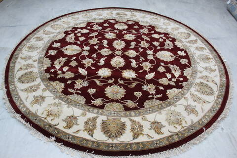Jaipur Red Round Hand Knotted 82 X 82 Area Rug 905-146026 Image 1