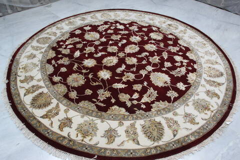 Jaipur Red Round Hand Knotted 82 X 82 Area Rug 905-146026 Image 3