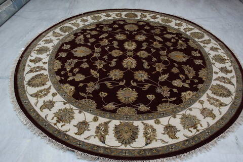 Jaipur Red Round Hand Knotted 82 X 82 Area Rug 905-146026 Image 7