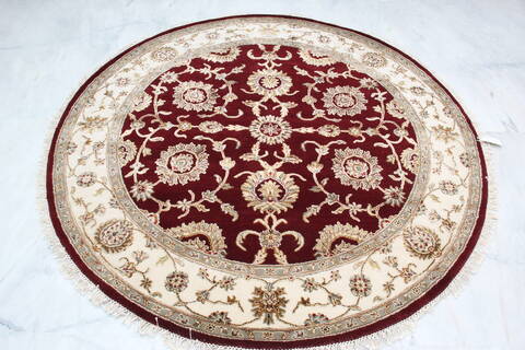 Jaipur Red Round Hand Knotted 61 X 62 Area Rug 905-146027 Image 1