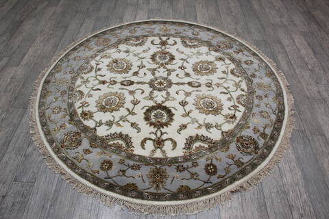 Jaipur White Round Hand Knotted 60 X 60 Area Rug 905-146028 Image 1