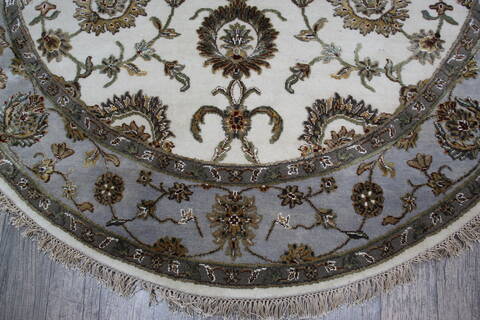 Jaipur White Round Hand Knotted 60 X 60 Area Rug 905-146028 Image 2
