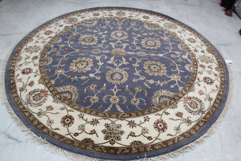 Jaipur Blue Round Hand Knotted 80 X 82 Area Rug 905-146029 Image 1