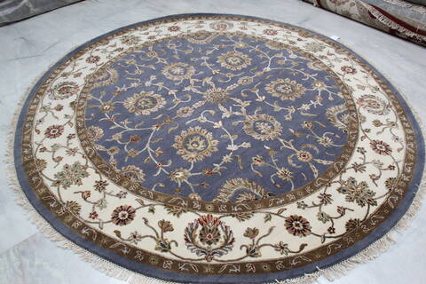 Jaipur Blue Round Hand Knotted 80 X 82 Area Rug 905-146029 Image 2