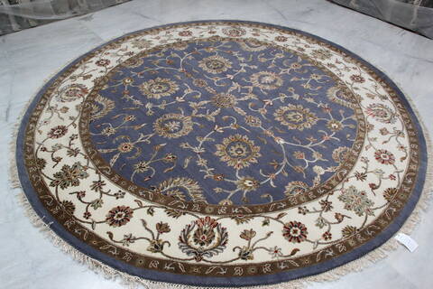 Jaipur Blue Round Hand Knotted 80 X 82 Area Rug 905-146029 Image 3