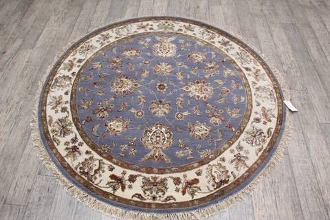 Jaipur Blue Round Hand Knotted 51 X 52 Area Rug 905-146031 Image 1