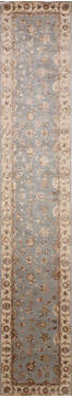 Indian Jaipur Blue Runner 13 to 15 ft Wool and Raised Silk Carpet 146034