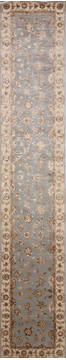 Indian Jaipur Blue Runner 13 to 15 ft Wool and Raised Silk Carpet 146034