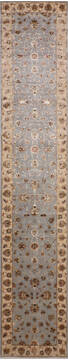 Indian Jaipur Blue Runner 13 to 15 ft Wool and Raised Silk Carpet 146035