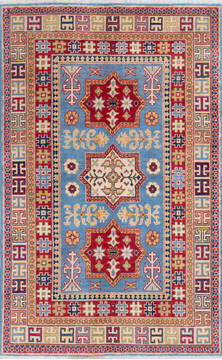 Kazak Blue Hand Knotted 4'0" X 6'3"  Area Rug 700-146045