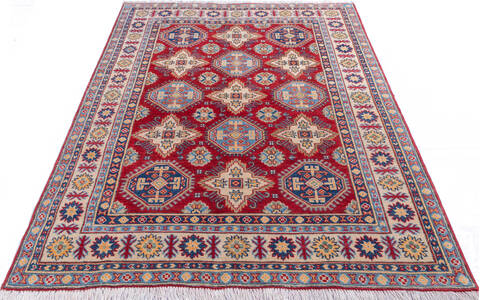 Kazak Red Hand Knotted 52 X 69 Area Rug 700-146049 Image 1