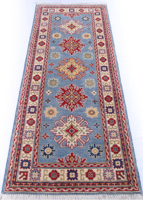 Kazak Blue Runner Hand Knotted 27 X 68 Area Rug 700-146051 Image 1