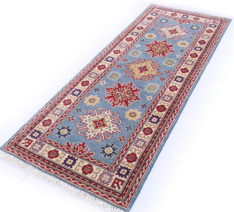Kazak Blue Runner Hand Knotted 27 X 68 Area Rug 700-146051 Image 2