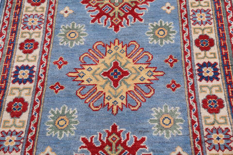 Kazak Blue Runner Hand Knotted 27 X 68 Area Rug 700-146051 Image 3