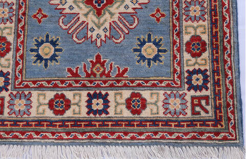 Kazak Blue Runner Hand Knotted 27 X 68 Area Rug 700-146051 Image 4