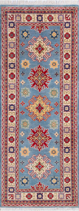 Kazak Blue Runner Hand Knotted 27 X 68 Area Rug 700-146051 Image 0