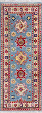 Kazak Blue Runner Hand Knotted 2'7" X 6'8"  Area Rug 700-146051