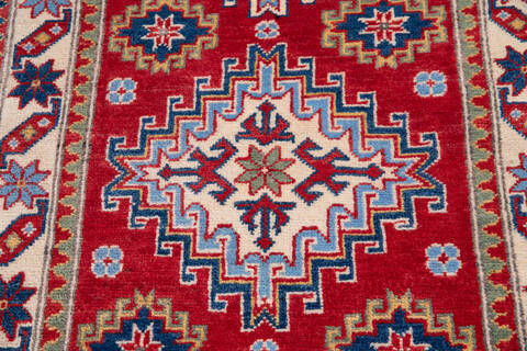 Kazak Red Runner Hand Knotted 26 X 82 Area Rug 700-146052 Image 3