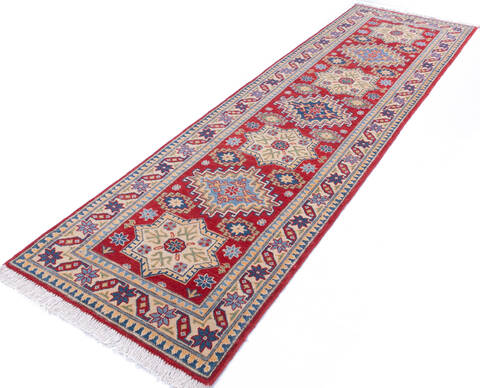 Kazak Red Runner Hand Knotted 28 X 95 Area Rug 700-146056 Image 2