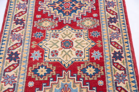 Kazak Red Runner Hand Knotted 28 X 95 Area Rug 700-146056 Image 3