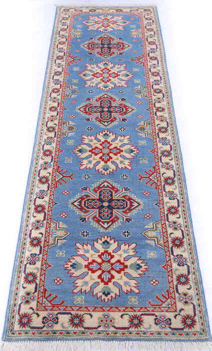 Kazak Blue Runner Hand Knotted 29 X 97 Area Rug 700-146057 Image 1