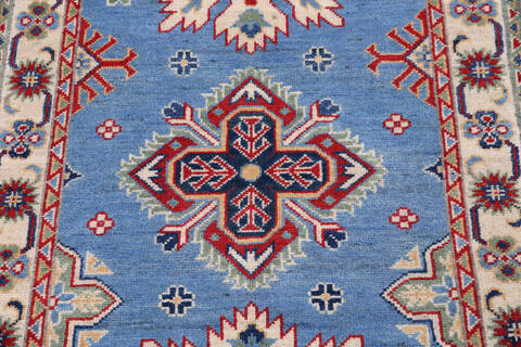 Kazak Blue Runner Hand Knotted 29 X 97 Area Rug 700-146057 Image 3