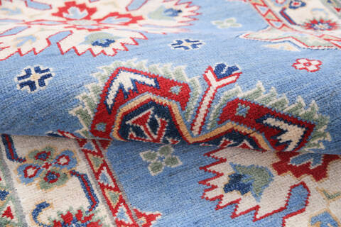 Kazak Blue Runner Hand Knotted 29 X 97 Area Rug 700-146057 Image 5